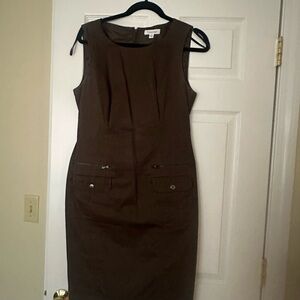 Calvin Klein Brown Sleeveless Midi Dress